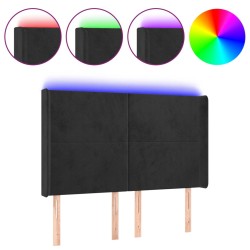 vidaXL LED Kopfteil Schwarz 147x16x118/128 cm Samt