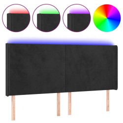 vidaXL LED Kopfteil Schwarz 183x16x118/128 cm Samt