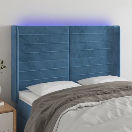 vidaXL LED Kopfteil Dunkelblau 147x16x118/128 cm Samt