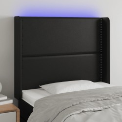 vidaXL LED Kopfteil Schwarz 83x16x118/128 cm Kunstleder