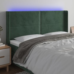 vidaXL LED Kopfteil Dunkelgrün 203x16x118/128 cm Samt