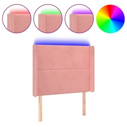 vidaXL LED Kopfteil Rosa 93x16x118/128 cm Samt