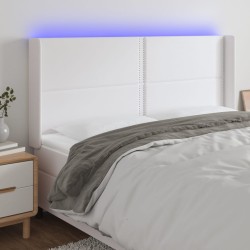 vidaXL LED Kopfteil Weiß 203x16x118/128 cm Kunstleder
