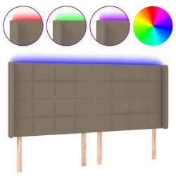 vidaXL LED Kopfteil Taupe 203x16x118/128 cm Stoff