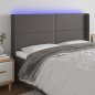 vidaXL LED Kopfteil Grau 163x16x118/128 cm Kunstleder