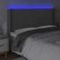 vidaXL LED Kopfteil Grau 163x16x118/128 cm Kunstleder