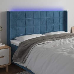 vidaXL LED Kopfteil Dunkelblau 183x16x118/128 cm Samt
