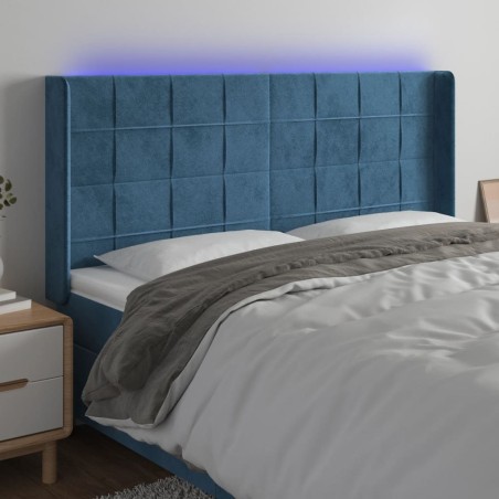 vidaXL LED Kopfteil Dunkelblau 183x16x118/128 cm Samt
