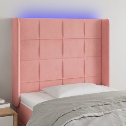 vidaXL LED Kopfteil Rosa 103x16x118/128 cm Samt