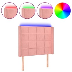 vidaXL LED Kopfteil Rosa 103x16x118/128 cm Samt