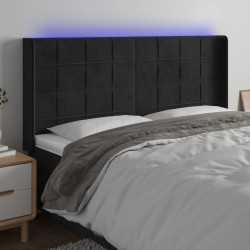 vidaXL LED Kopfteil Schwarz 163x16x118/128 cm Samt