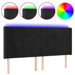 vidaXL LED Kopfteil Schwarz 163x16x118/128 cm Samt