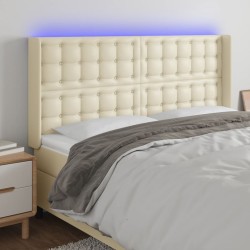 vidaXL LED Kopfteil Creme 183x16x118/128 cm Kunstleder