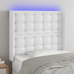 vidaXL LED Kopfteil Weiß 93x16x118/128 cm Kunstleder