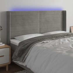 vidaXL LED Kopfteil Hellgrau 163x16x118/128 cm Samt