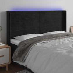 vidaXL LED Kopfteil Schwarz 203x16x118/128 cm Samt