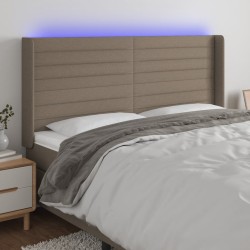 vidaXL LED Kopfteil Taupe 203x16x118/128 cm Stoff