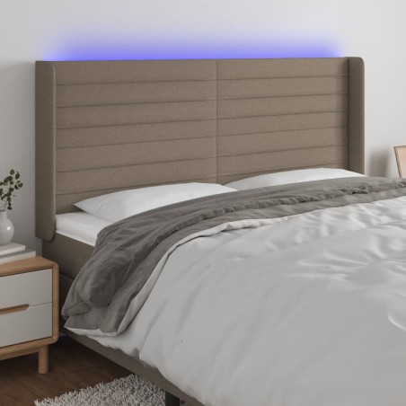 vidaXL LED Kopfteil Taupe 203x16x118/128 cm Stoff