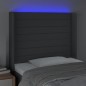 vidaXL LED Kopfteil Dunkelgrau 93x16x118/128 cm Stoff