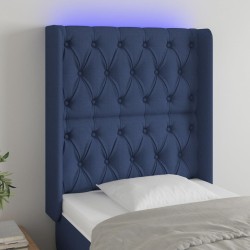 vidaXL LED Kopfteil Blau 83x16x118/128 cm Stoff