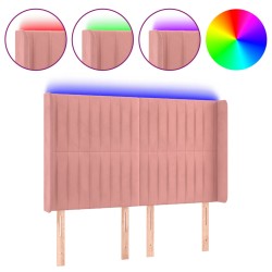 vidaXL LED Kopfteil Rosa 147x16x118/128 cm Samt