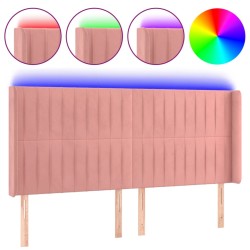 vidaXL LED Kopfteil Rosa 183x16x118/128 cm Samt
