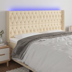vidaXL LED Kopfteil Creme 183x16x118/128 cm Stoff