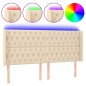 vidaXL LED Kopfteil Creme 183x16x118/128 cm Stoff vidaXL LED Kopfteil Creme 183x16x118/128 cm Stoff