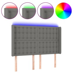 vidaXL LED Kopfteil Dunkelgrau 147x16x118/128 cm Stoff