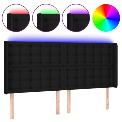 vidaXL LED Kopfteil Schwarz 203x16x118/128 cm Stoff