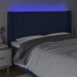 vidaXL LED Kopfteil Blau 203x16x118/128 cm Stoff