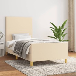 vidaXL Bettgestell mit Kopfteil Creme 100x200 cm Stoff