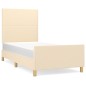 vidaXL Bettgestell mit Kopfteil Creme 100x200 cm Stoff vidaXL Bettgestell mit Kopfteil Creme 100x200 cm Stoff