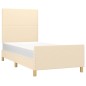 vidaXL Bettgestell mit Kopfteil Creme 100x200 cm Stoff vidaXL Bettgestell mit Kopfteil Creme 100x200 cm Stoff