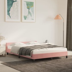 vidaXL Bettgestell mit Kopfteil Rosa 140x190 cm Samt