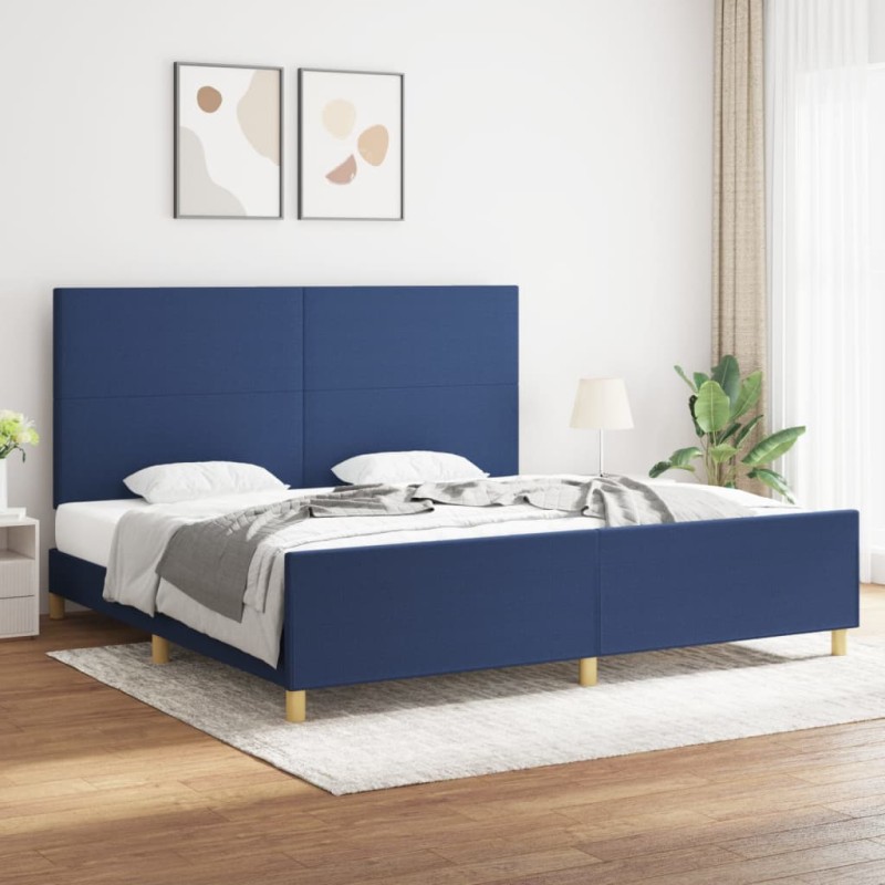 vidaXL Bettgestell mit Kopfteil Blau 200x200 cm Stoff vidaXL Bettgestell mit Kopfteil Blau 200x200 cm Stoff