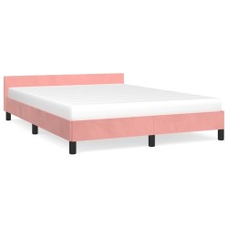 vidaXL Bettgestell mit Kopfteil Rosa 140x190 cm Samt