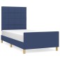 vidaXL Bettgestell mit Kopfteil Blau 100x200 cm Stoff vidaXL Bettgestell mit Kopfteil Blau 100x200 cm Stoff