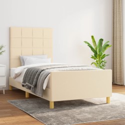 vidaXL Bettgestell mit Kopfteil Creme 90x200 cm Stoff