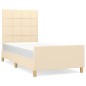 vidaXL Bettgestell mit Kopfteil Creme 90x200 cm Stoff vidaXL Bettgestell mit Kopfteil Creme 90x200 cm Stoff