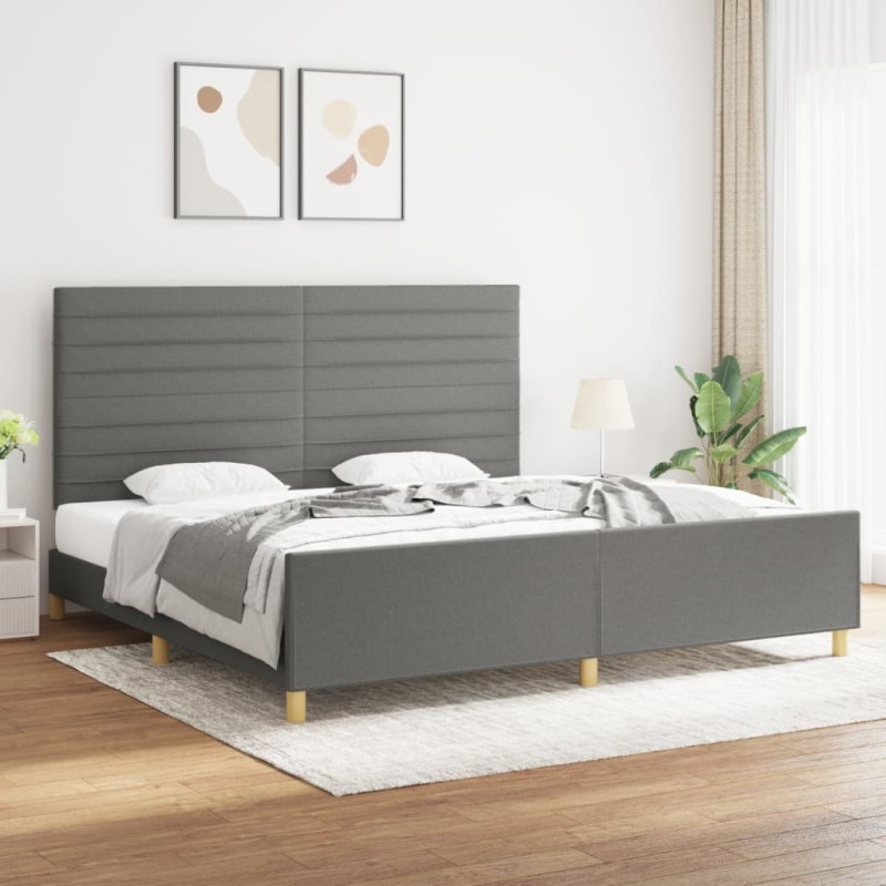 vidaXL Bettgestell mit Kopfteil Dunkelgrau 200x200 cm Stoff vidaXL Bettgestell mit Kopfteil Dunkelgrau 200x200 cm Stoff