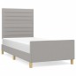 vidaXL Bettgestell mit Kopfteil Hellgrau 100x200 cm Stoff vidaXL Bettgestell mit Kopfteil Hellgrau 100x200 cm Stoff