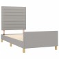 vidaXL Bettgestell mit Kopfteil Hellgrau 100x200 cm Stoff vidaXL Bettgestell mit Kopfteil Hellgrau 100x200 cm Stoff