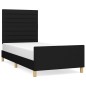 vidaXL Bettgestell mit Kopfteil Schwarz 90x190 cm Stoff vidaXL Bettgestell mit Kopfteil Schwarz 90x190 cm Stoff