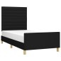 vidaXL Bettgestell mit Kopfteil Schwarz 90x190 cm Stoff vidaXL Bettgestell mit Kopfteil Schwarz 90x190 cm Stoff