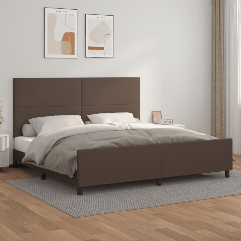 vidaXL Bettgestell mit Kopfteil Braun 200x200 cm Kunstleder vidaXL Bettgestell mit Kopfteil Braun 200x200 cm Kunstleder