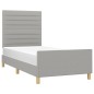 vidaXL Bettgestell mit Kopfteil Hellgrau 90x190 cm Stoff vidaXL Bettgestell mit Kopfteil Hellgrau 90x190 cm Stoff