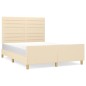 vidaXL Bettgestell mit Kopfteil Creme 140x190 cm Stoff vidaXL Bettgestell mit Kopfteil Creme 140x190 cm Stoff