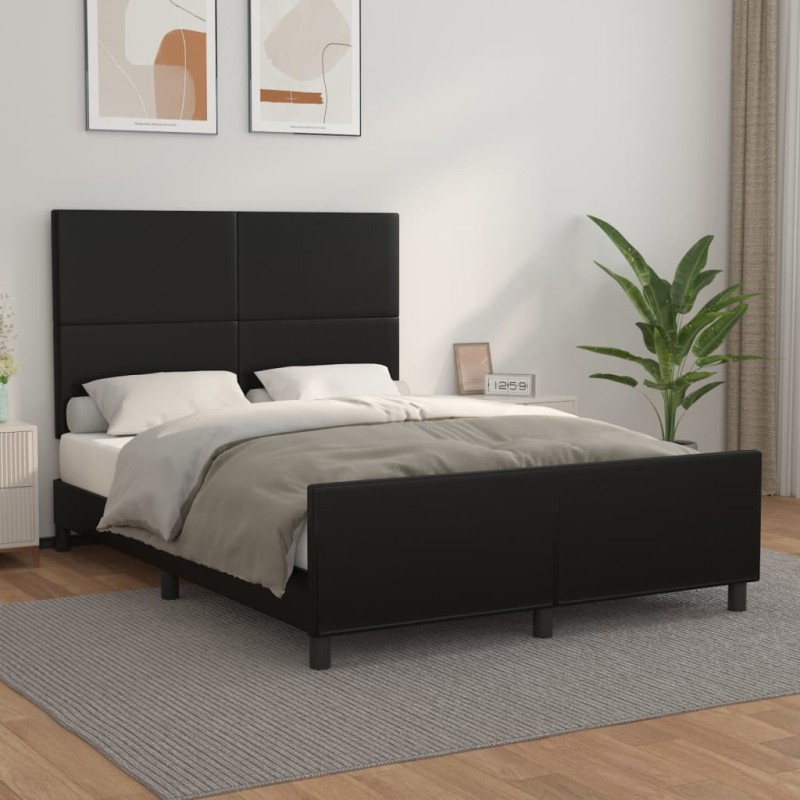 vidaXL Bettgestell mit Kopfteil Schwarz 140x190 cm Kunstleder vidaXL Bettgestell mit Kopfteil Schwarz 140x190 cm Kunstleder