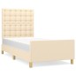 vidaXL Bettgestell mit Kopfteil Creme 100x200 cm Stoff vidaXL Bettgestell mit Kopfteil Creme 100x200 cm Stoff